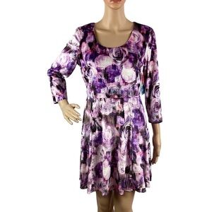 L'Amour Nanette Lepore Rose Daydream Dress Size L Purple